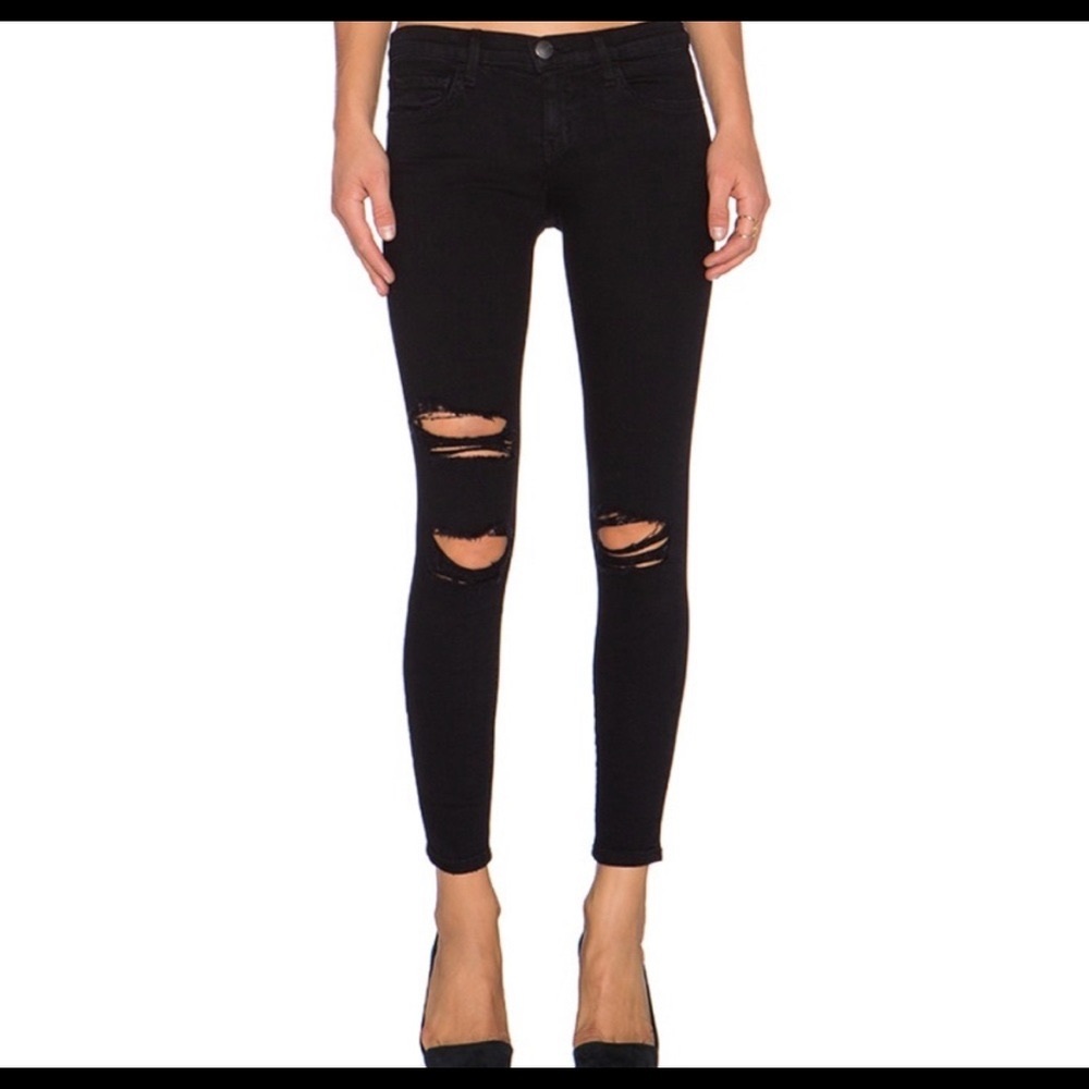 Current/Elliot Black Skinny Ripped Jeans Size 30